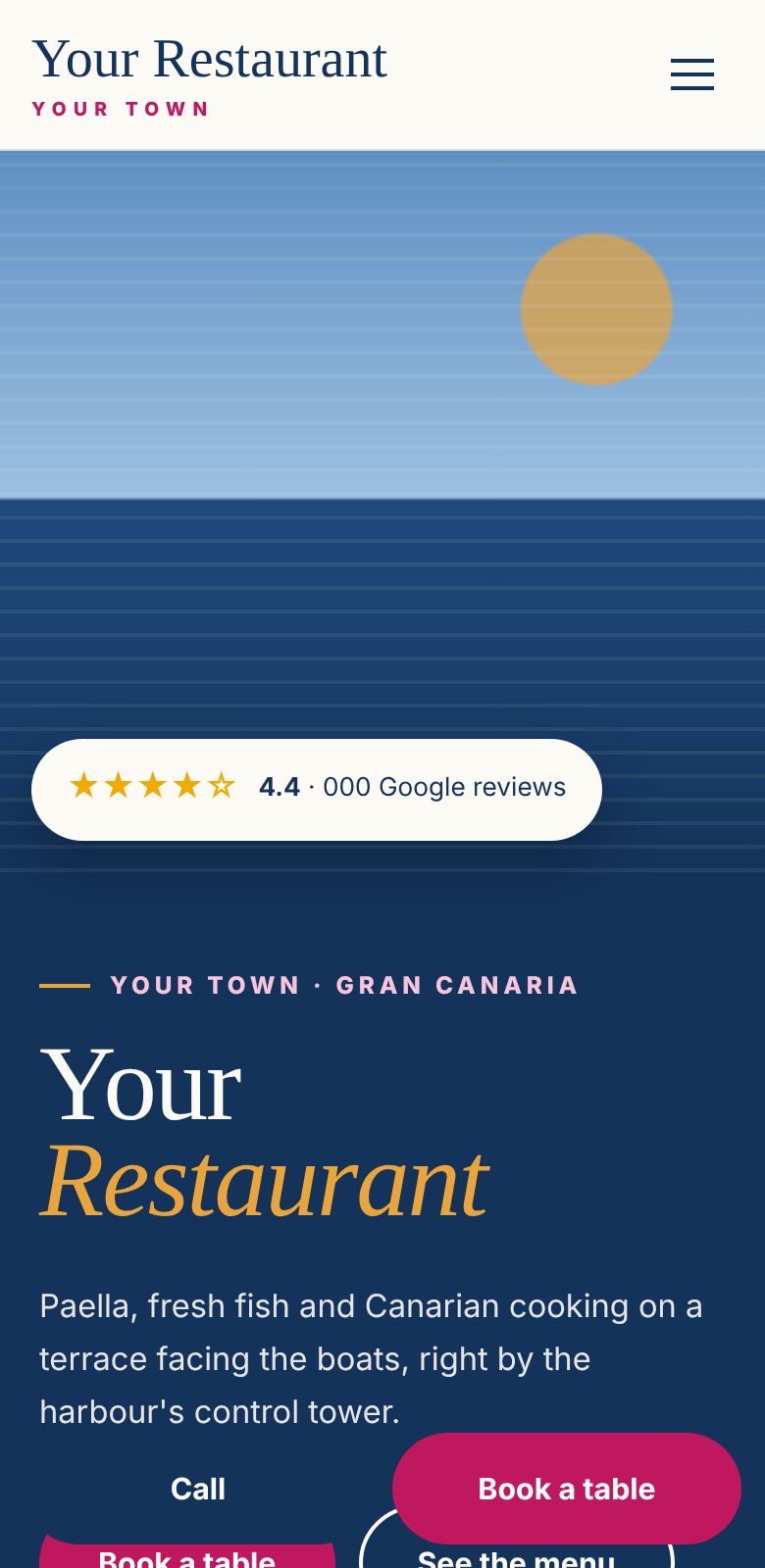 The same site on a phone